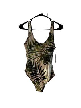 Vince Camuto Reversible One-Piece Swimsuit Leopard & Palm Print Size 14 Women's